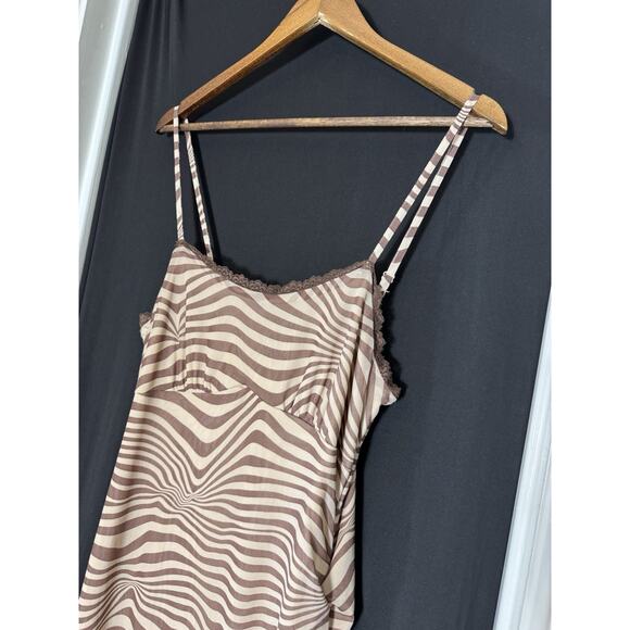 Y2k Zebra sheer dress baddie McBling asymmetrical hem ruffles empire babydoll - Picture 4 of 7